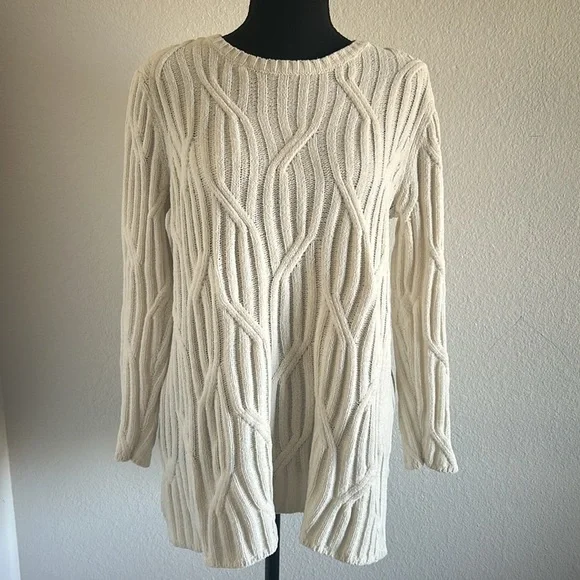 J.Jill Chenille Tunic Cream Sweater Size Petite Medium - Picture 3 of 10